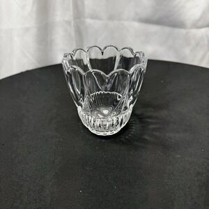 Heavy Clear Crystal Scalloped 4" Heart Pattern Votive Candle Holder